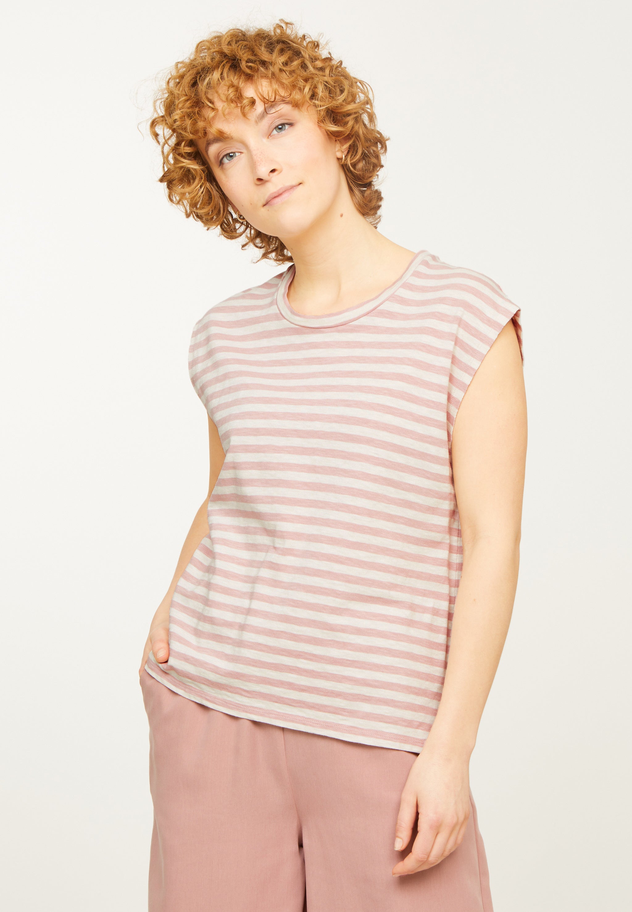 t-shirts zinnia stripes blush rose