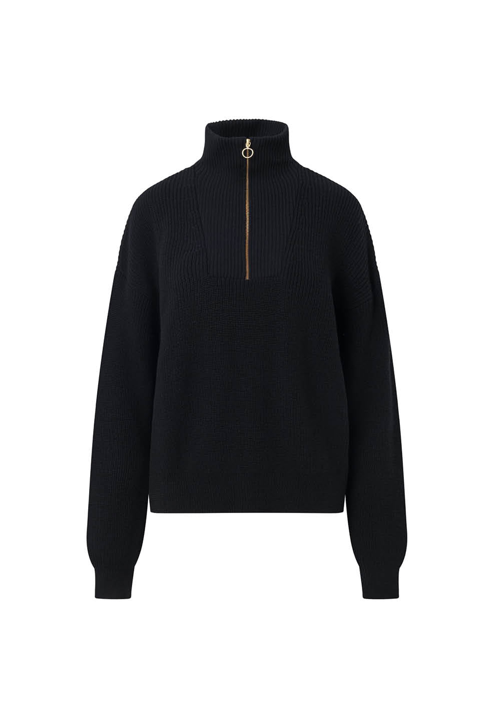 merino half zip high neck black jet