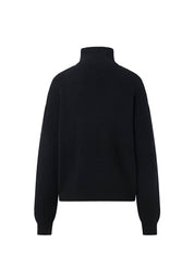 merino half zip high neck black jet