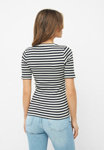 striped rib t-shirt black/white