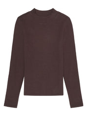 rib high neck long sleeved chocolate plum