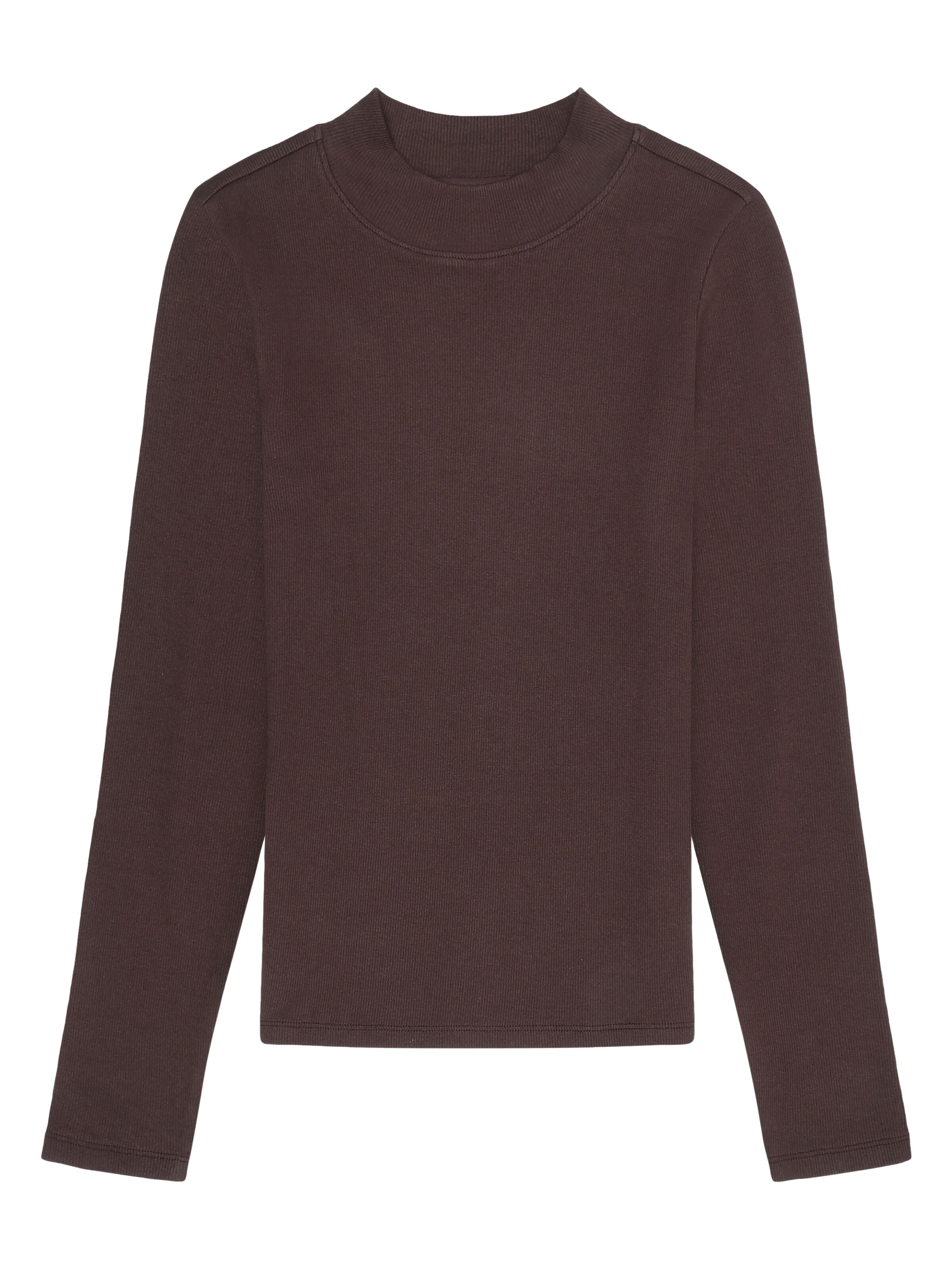 rib high neck long sleeved chocolate plum