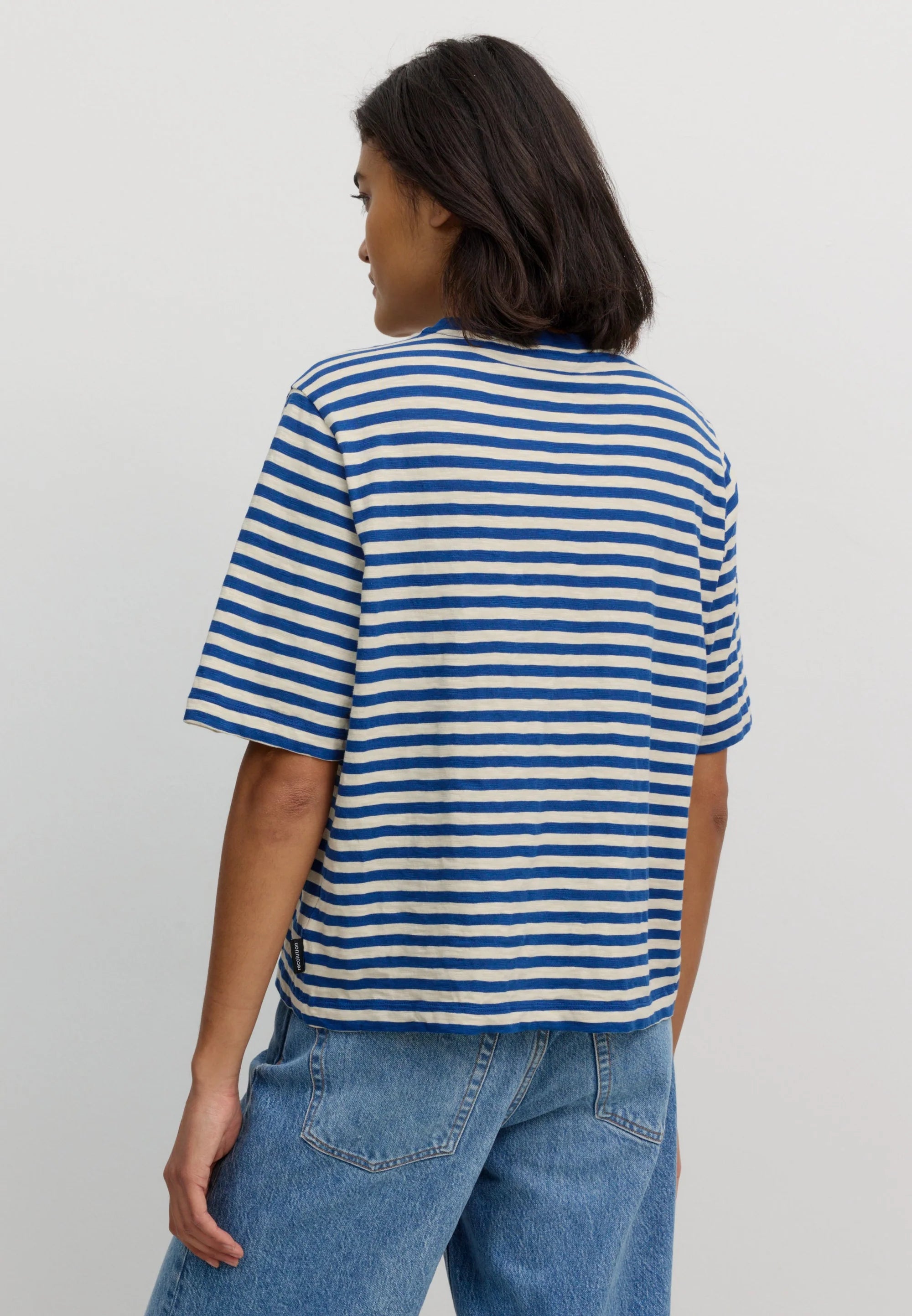 t-shirt azolla stripes lapis blue