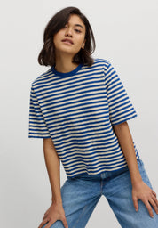 t-shirt azolla stripes lapis blue