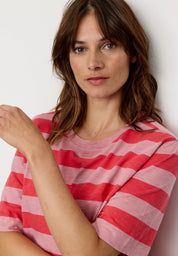 t-shirt azolla stripes peony pink