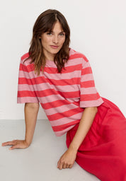 t-shirt azolla stripes peony pink