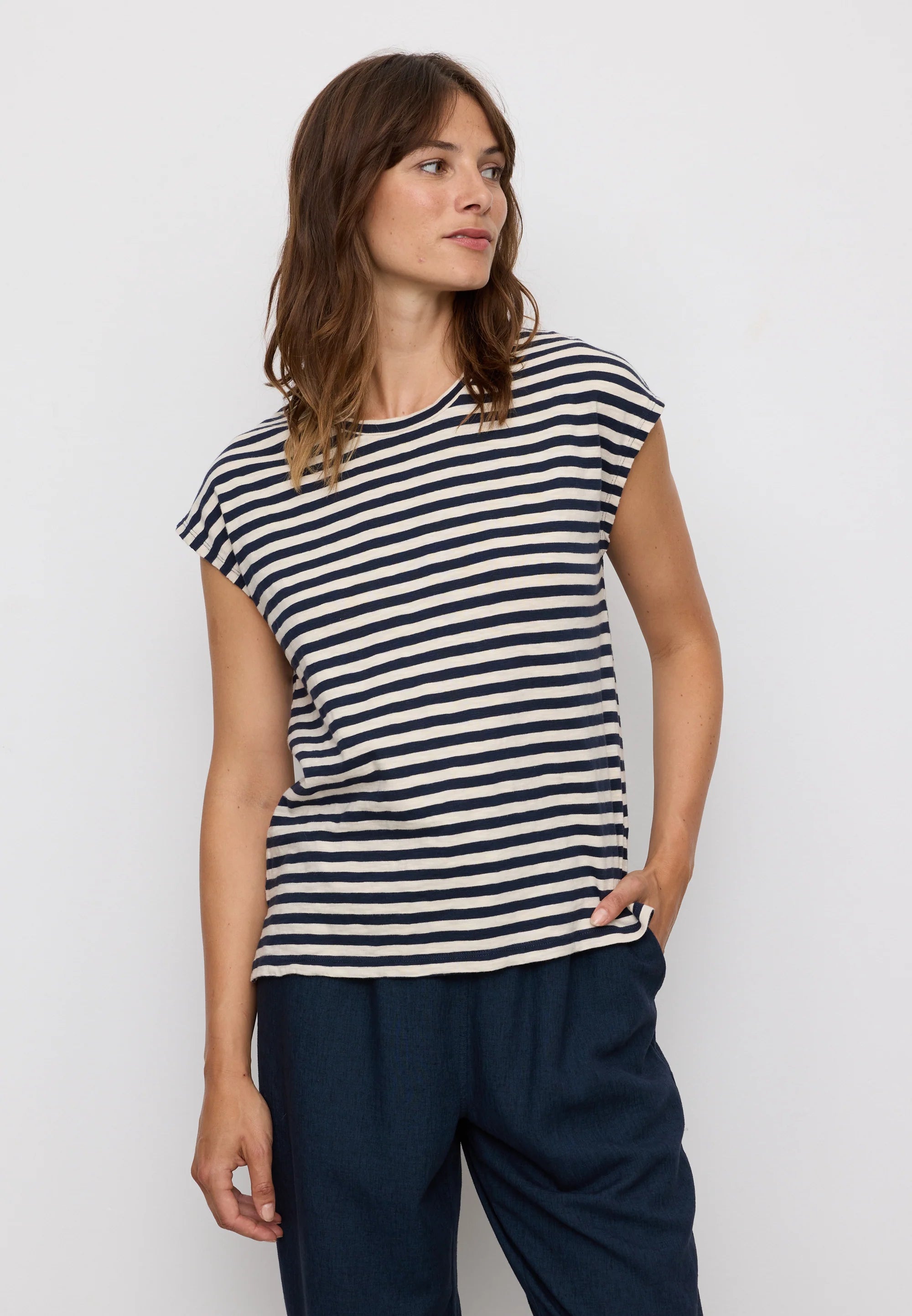 t-shirts zinnia stripes dark navy