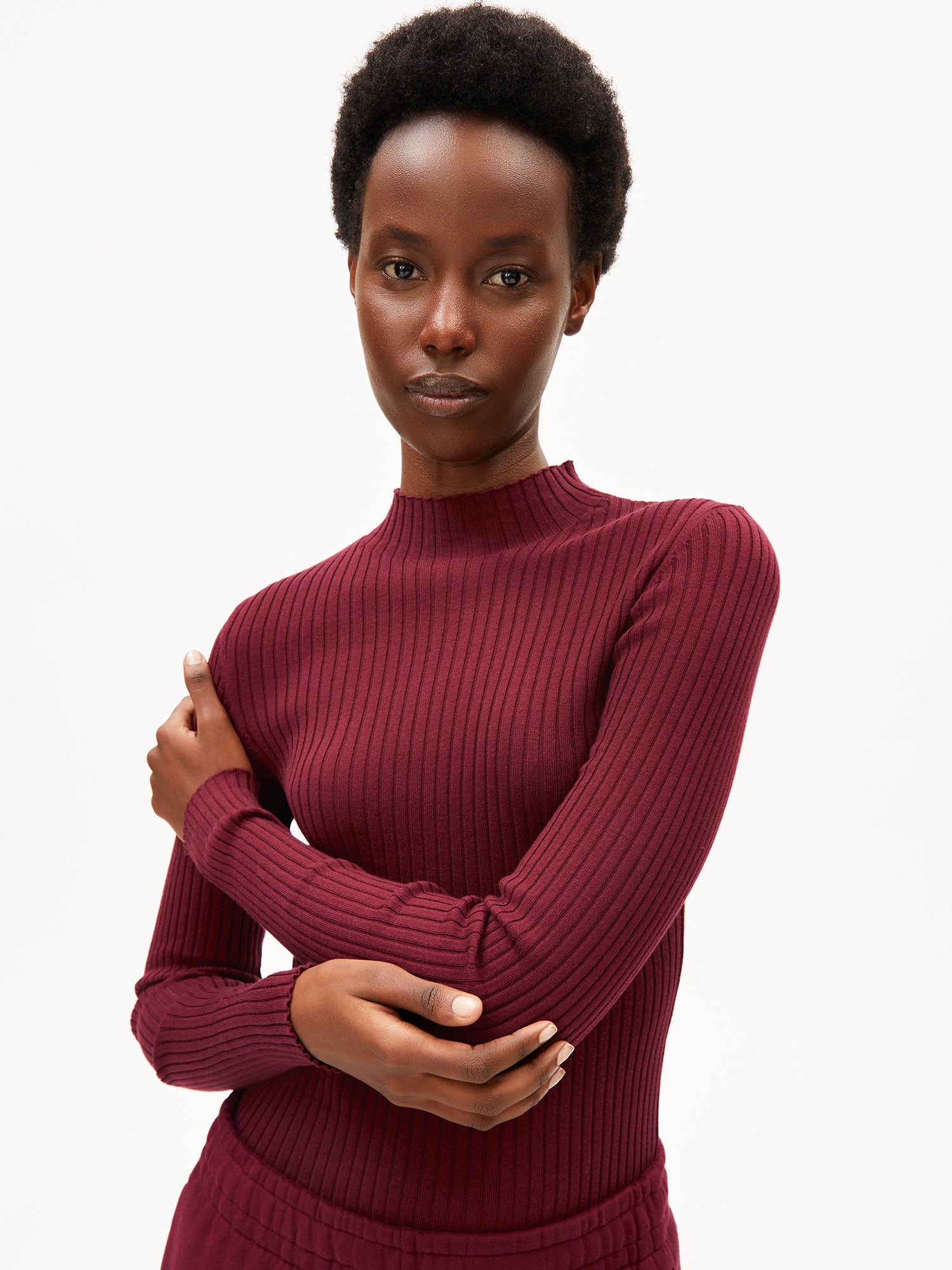 alaania knit sweater velvet red