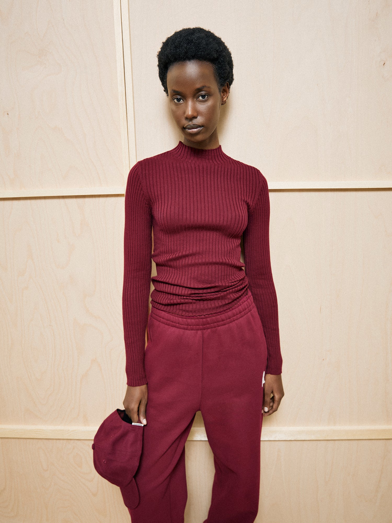 alaania knit sweater velvet red