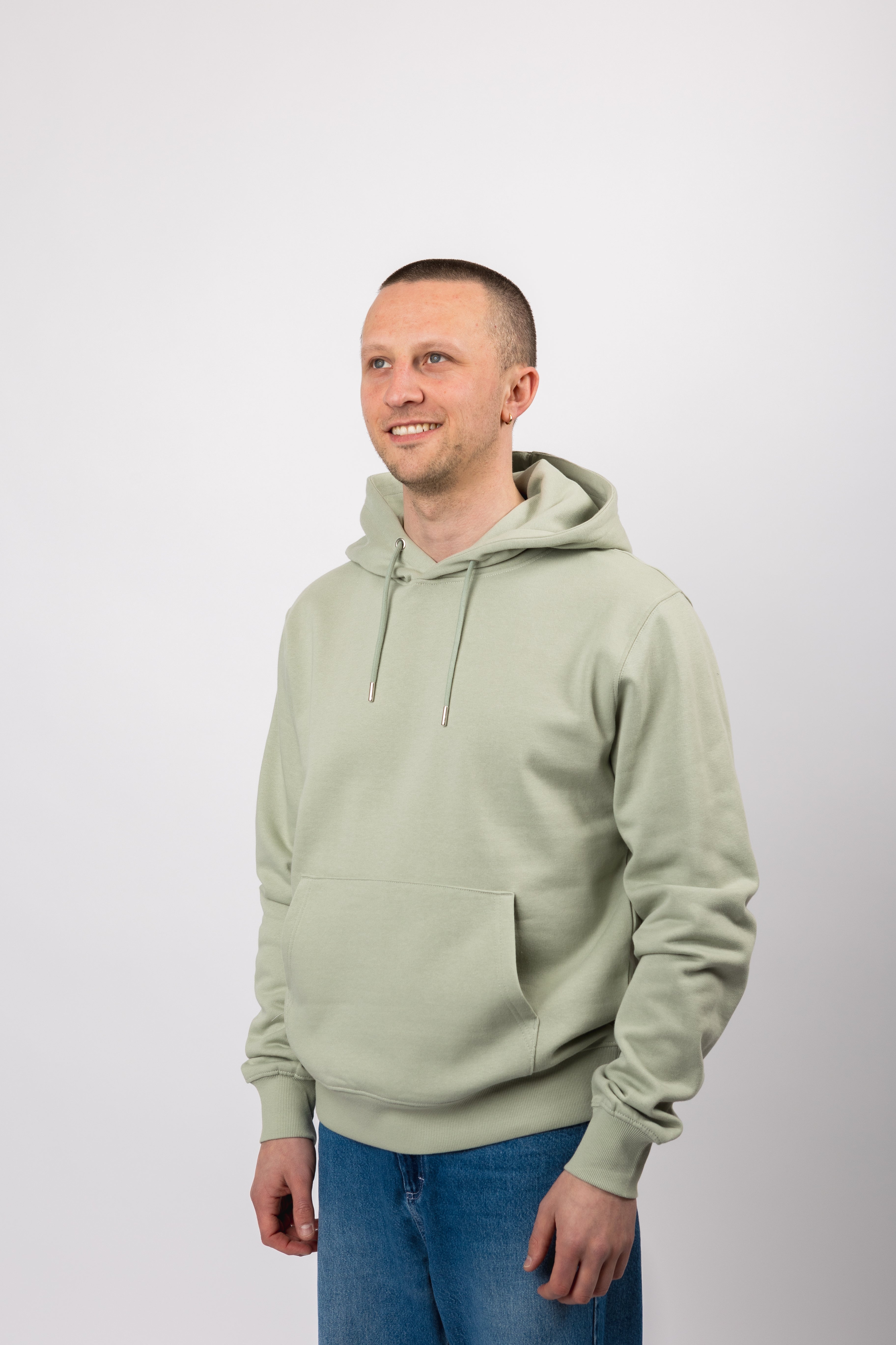 classic organic hoodie aqua gray