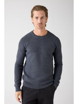 merino wool crew neck sweater dark grey melange