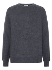 pullover merino wool crew neck knit dark grey melange