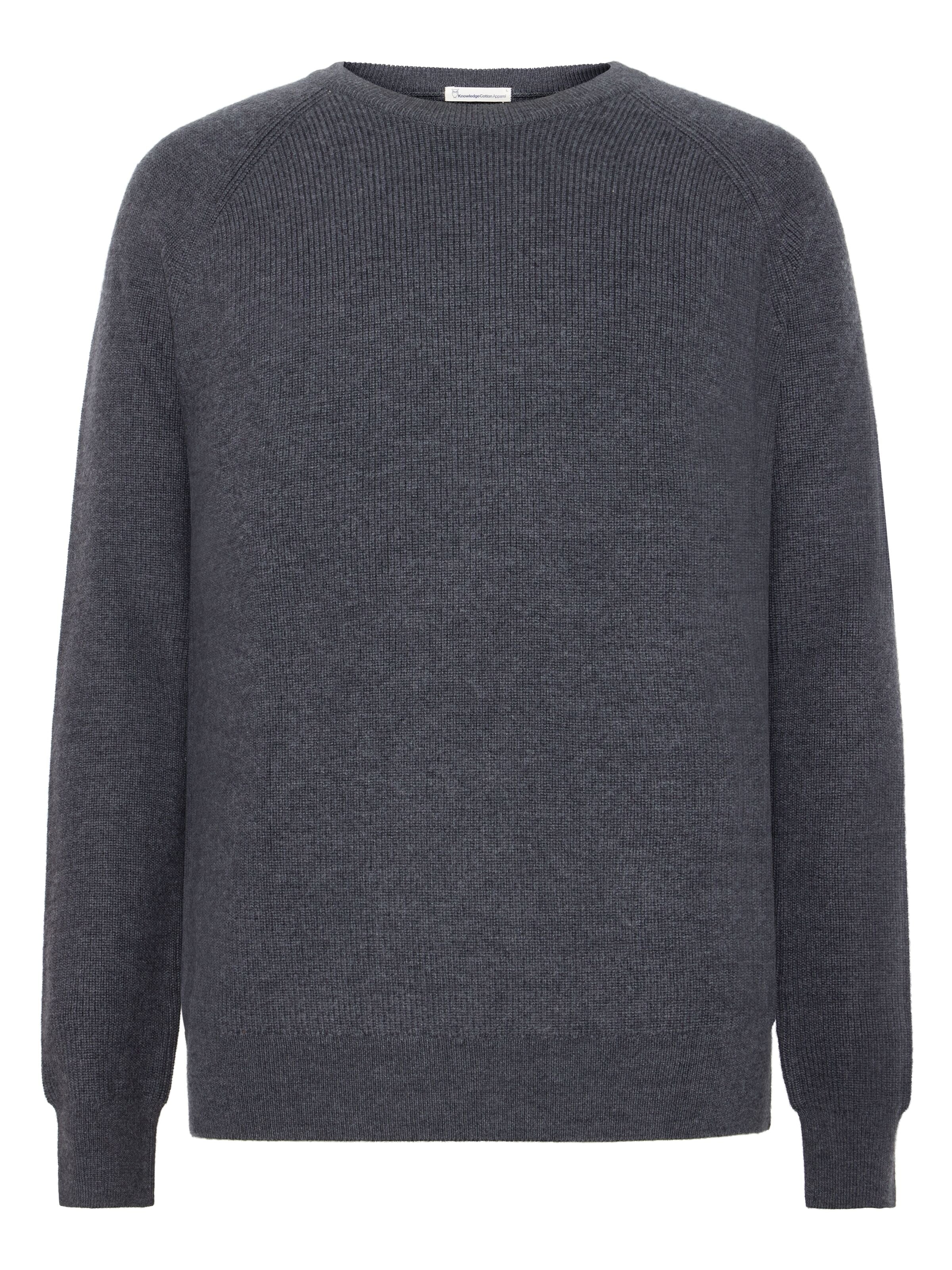 pullover merino wool crew neck knit dark grey melange