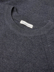 pullover merino wool crew neck knit dark grey melange