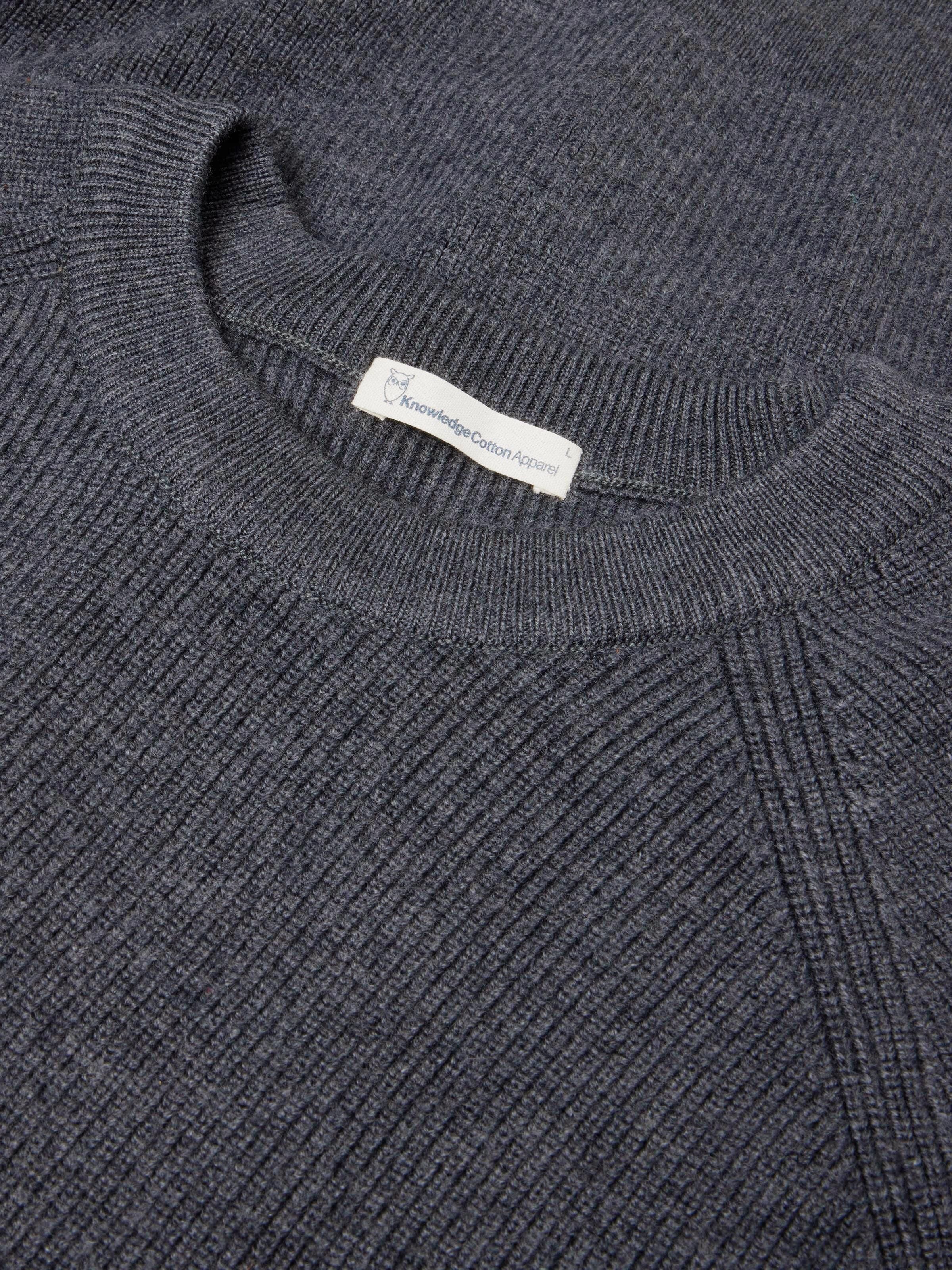 pullover merino wool crew neck knit dark grey melange