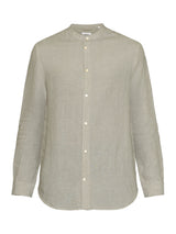 regular linen stand collar shirt twill - yarndyed