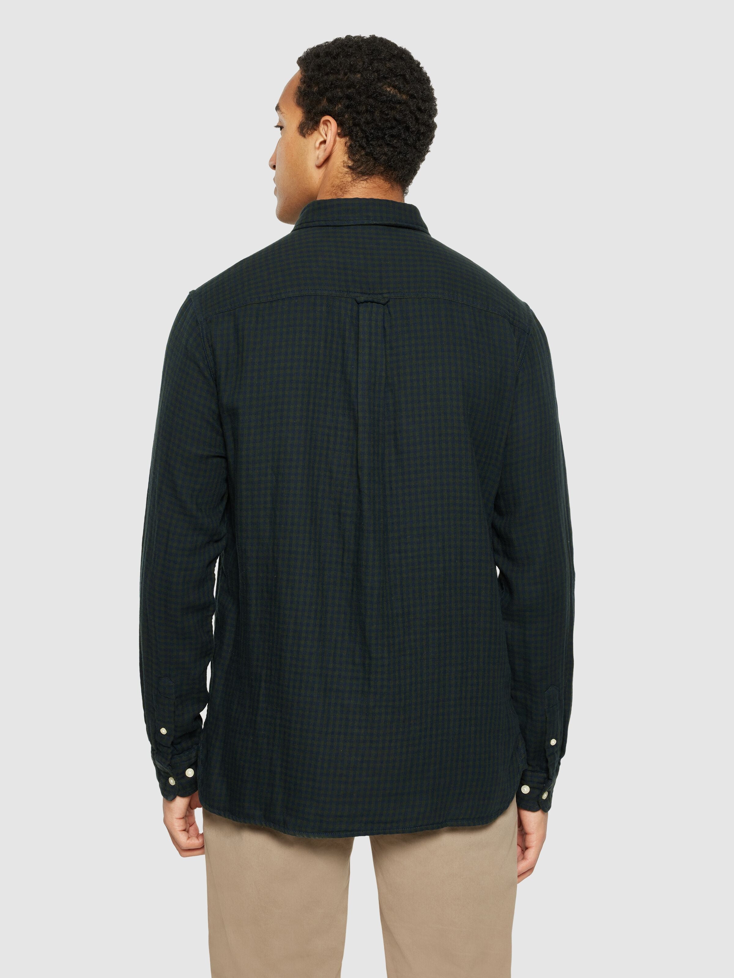 organic cotton checked shirt green check