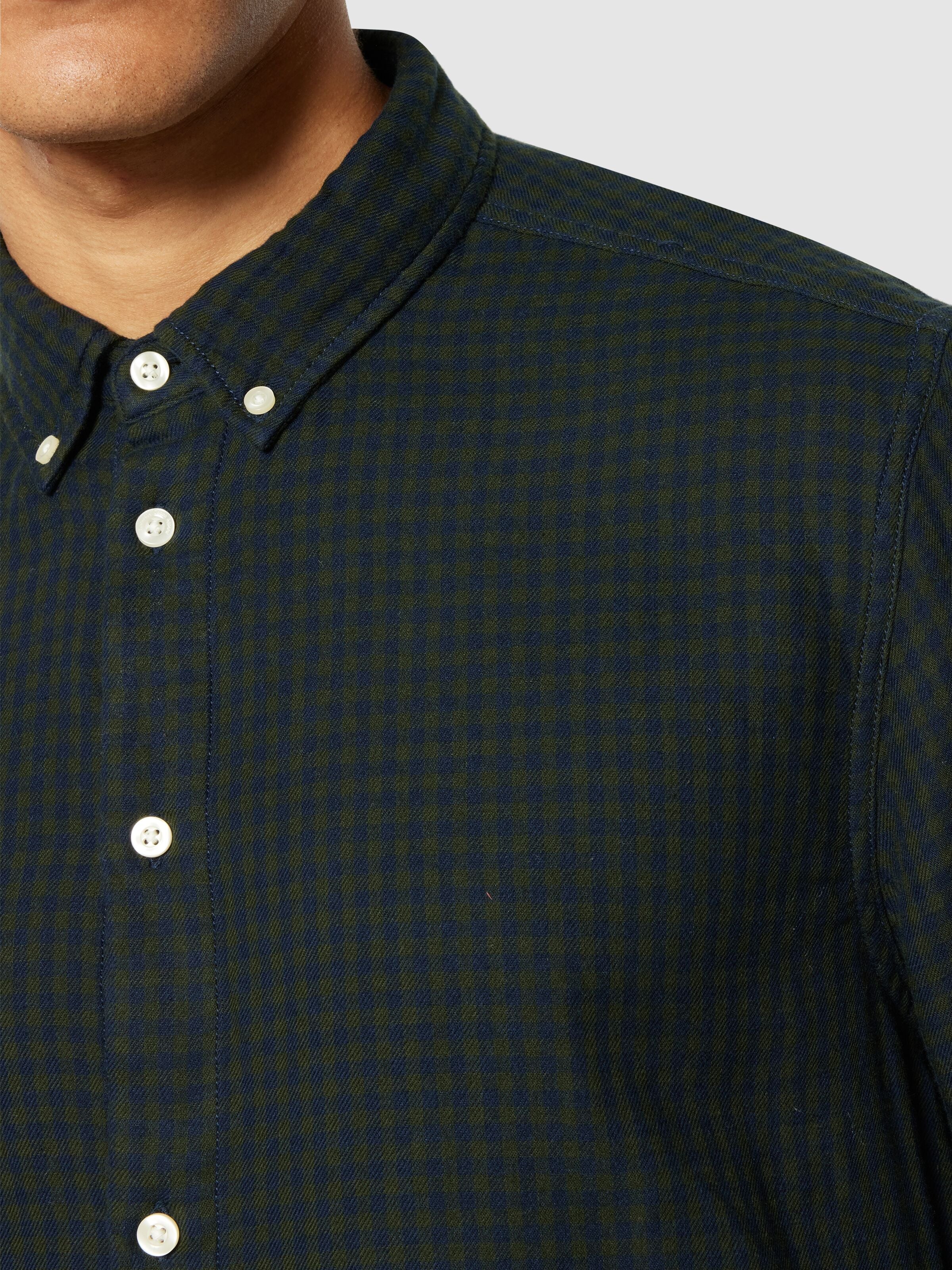 organic cotton checked shirt green check