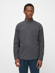 organic cotton flannel shirt dark grey melange