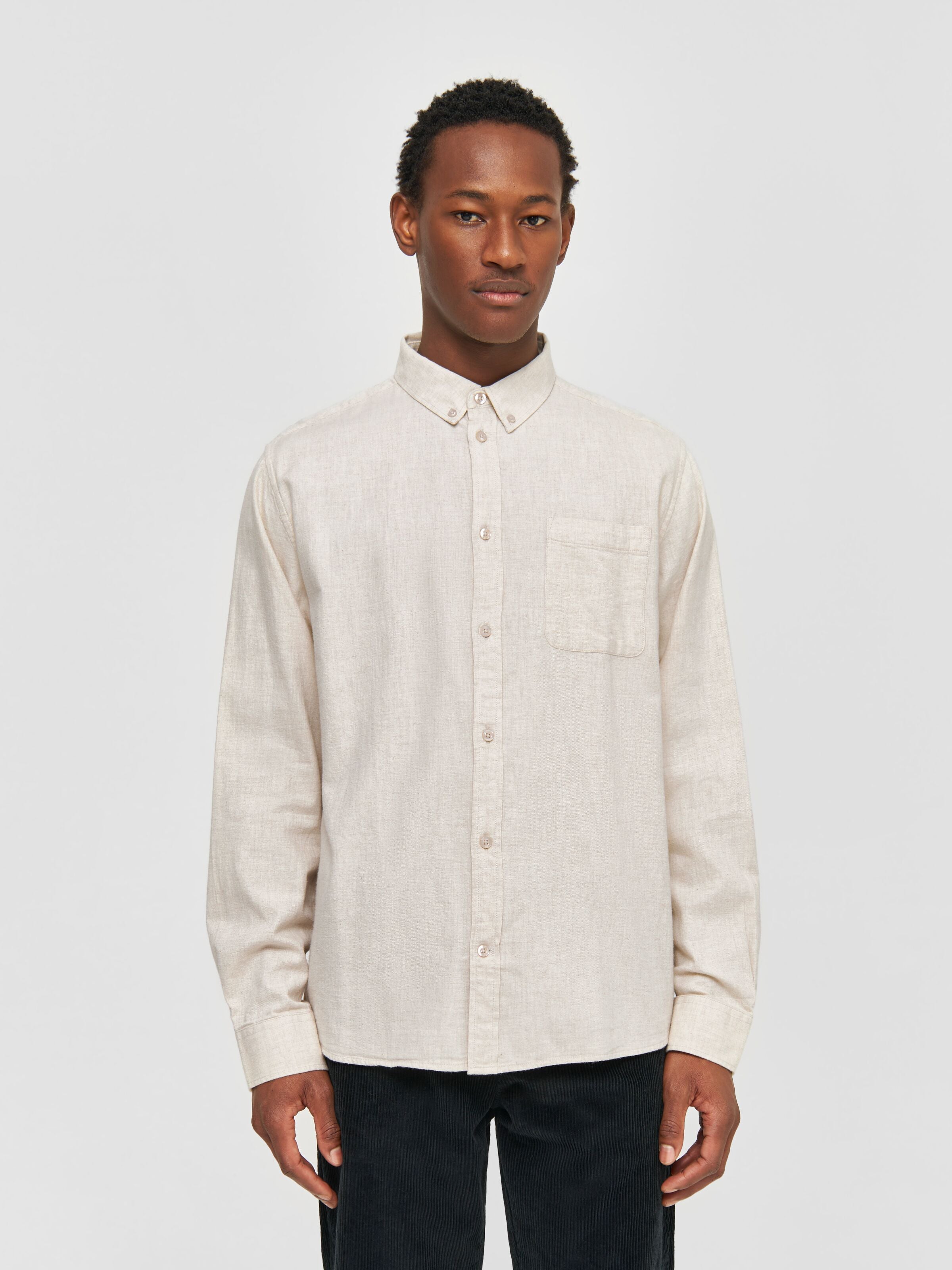 organic cotton flannel shirt greige