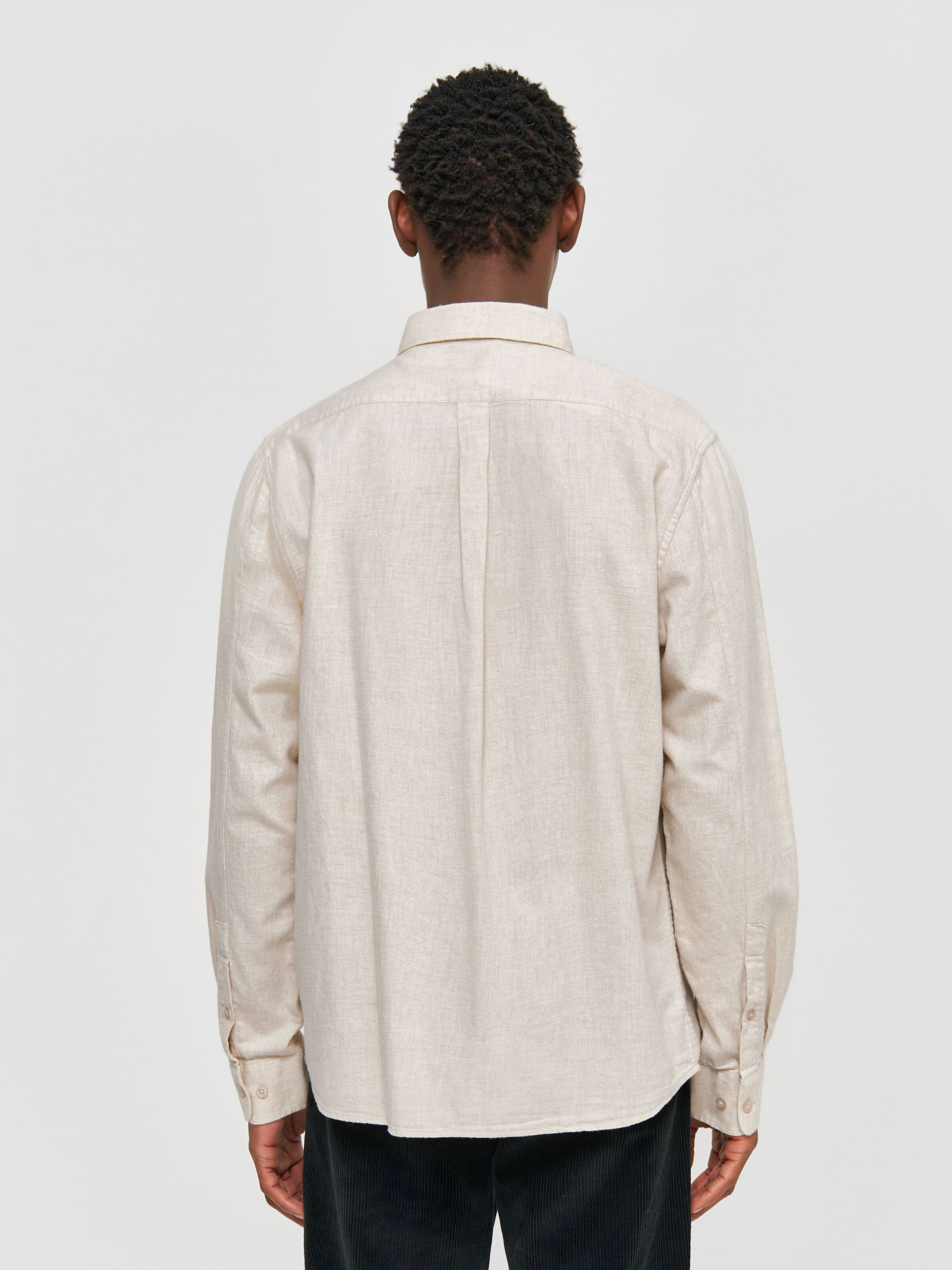 organic cotton flannel shirt greige