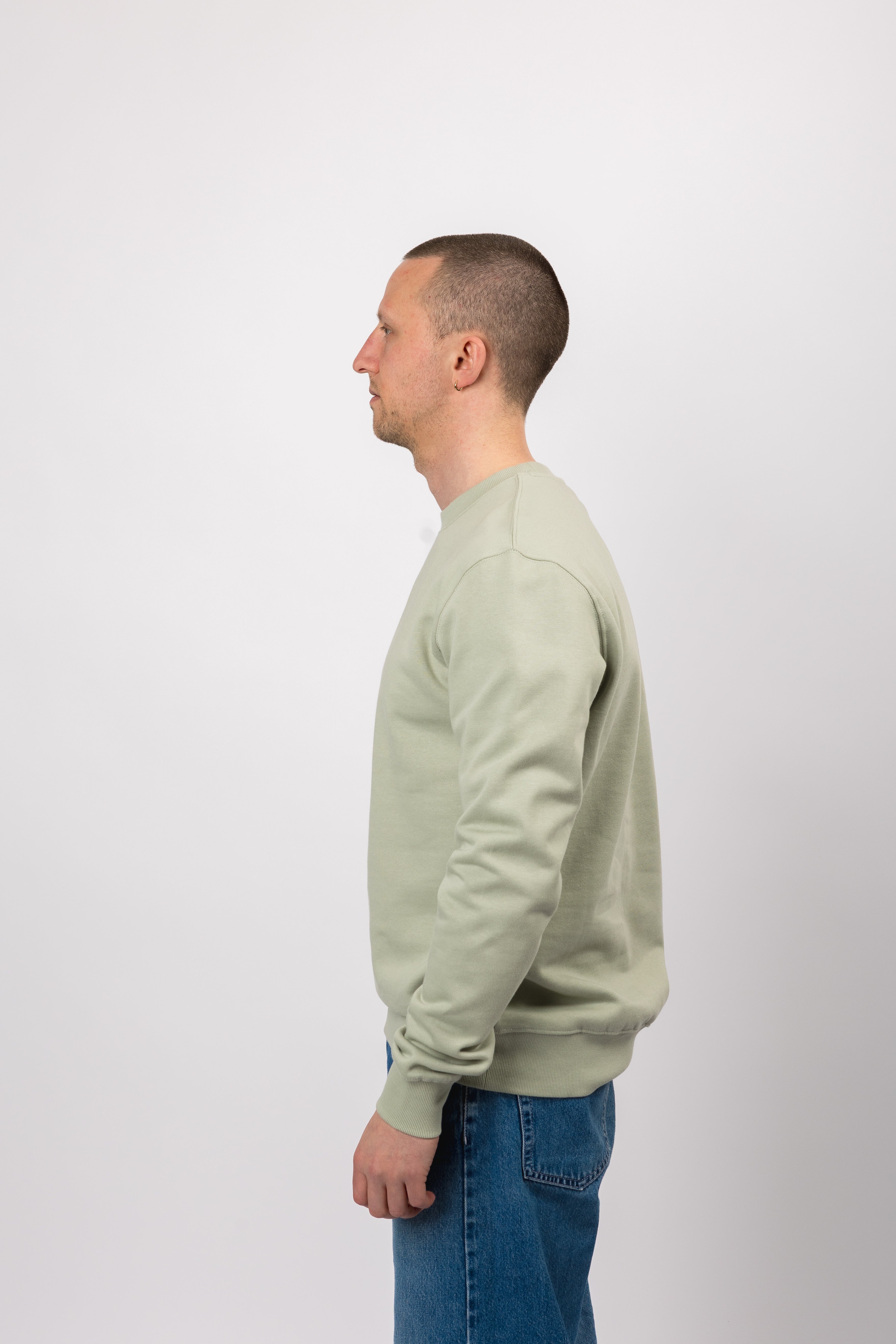 classic organic crew neck aqua gray