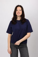 boxy organic crop tee patriot blue