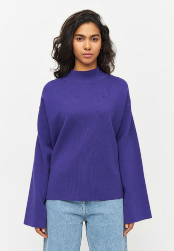 cotton high neck knit deep purple