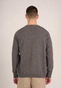 o-neck wool knit dark grey melange