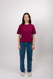boxy organic crop tee raspberry radiance