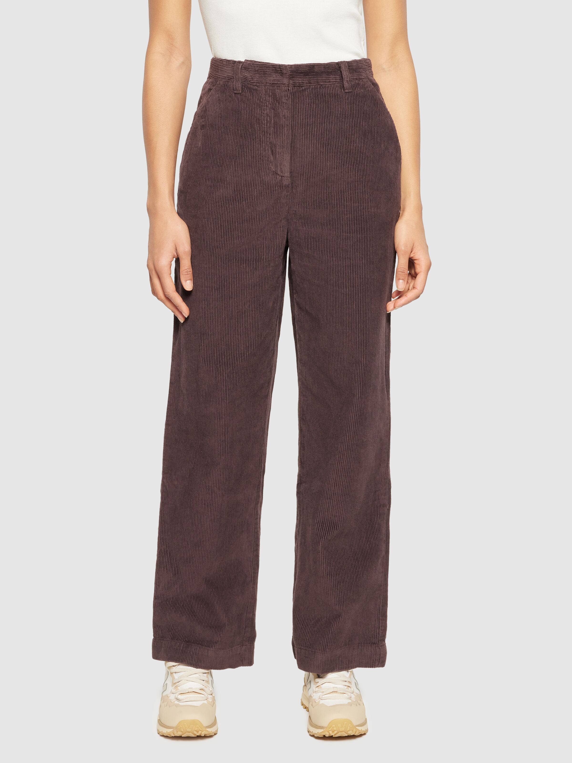 posey wide high-rise corduroy pant chocolate plum