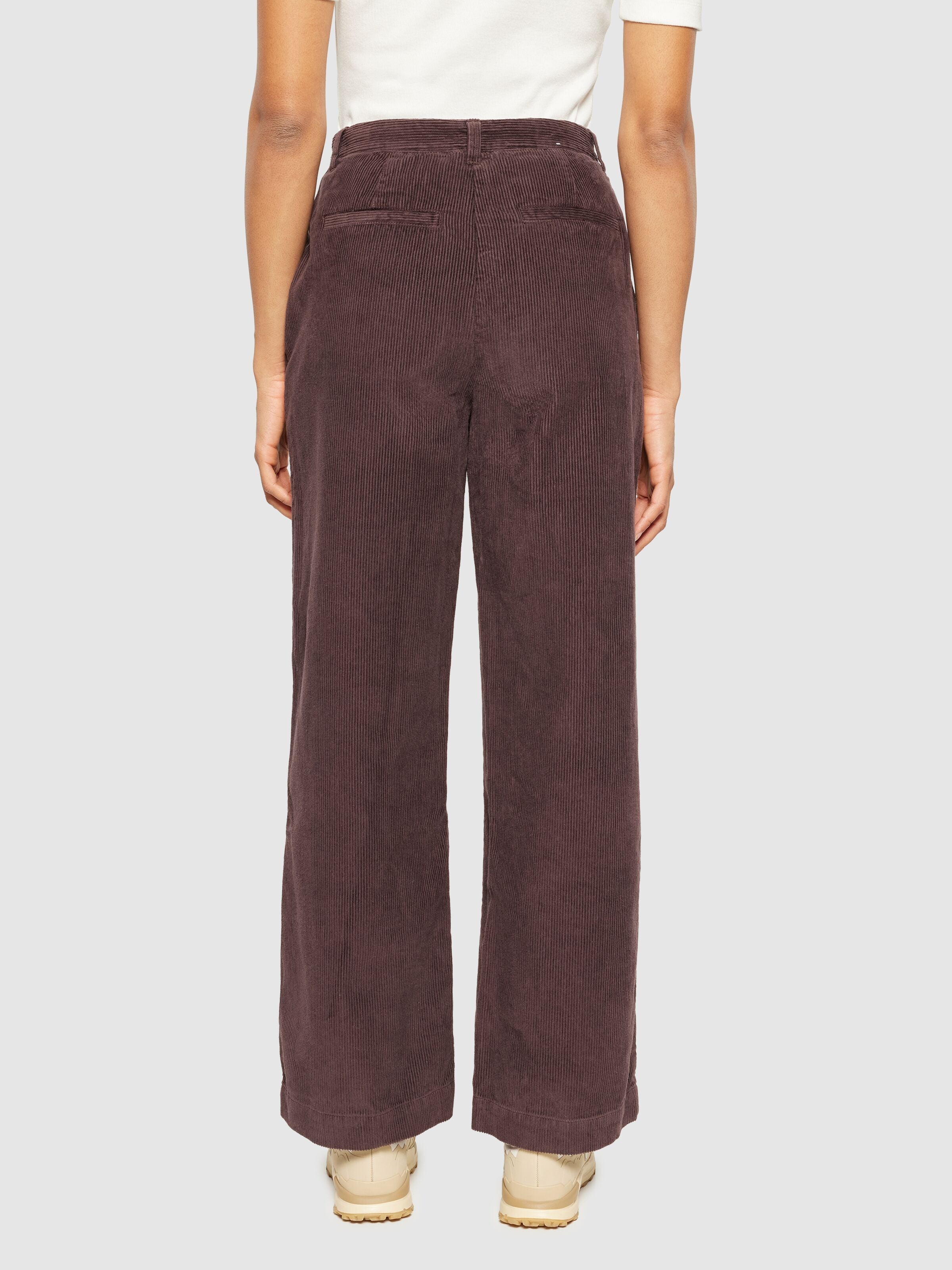 posey wide high-rise corduroy pant chocolate plum