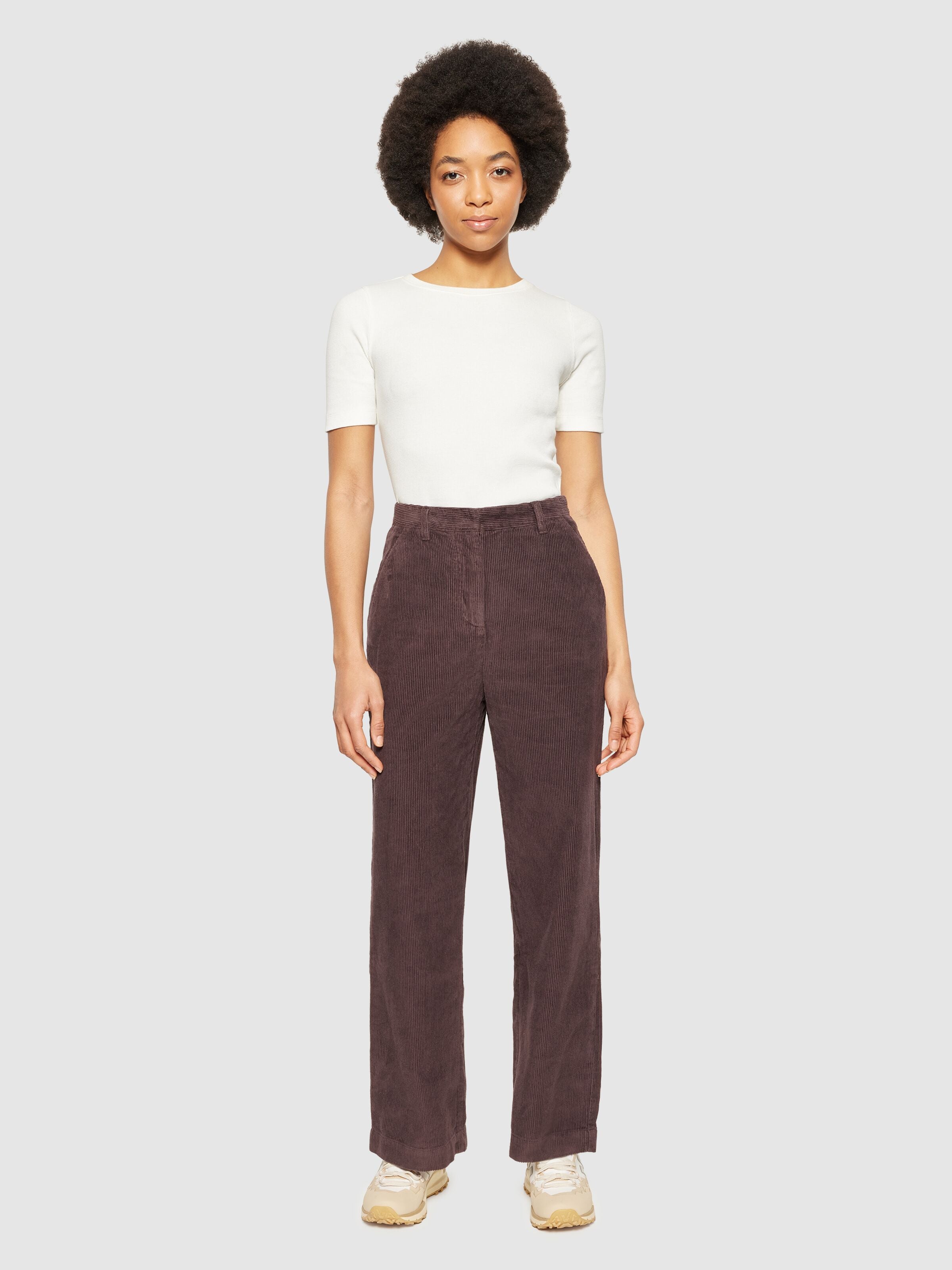 posey wide high-rise corduroy pant chocolate plum