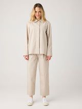 poplin pleat pants light feather gray