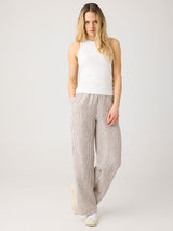 posey wide linen pants dark brown stripe