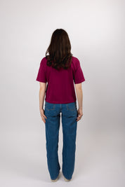 boxy organic crop tee raspberry radiance