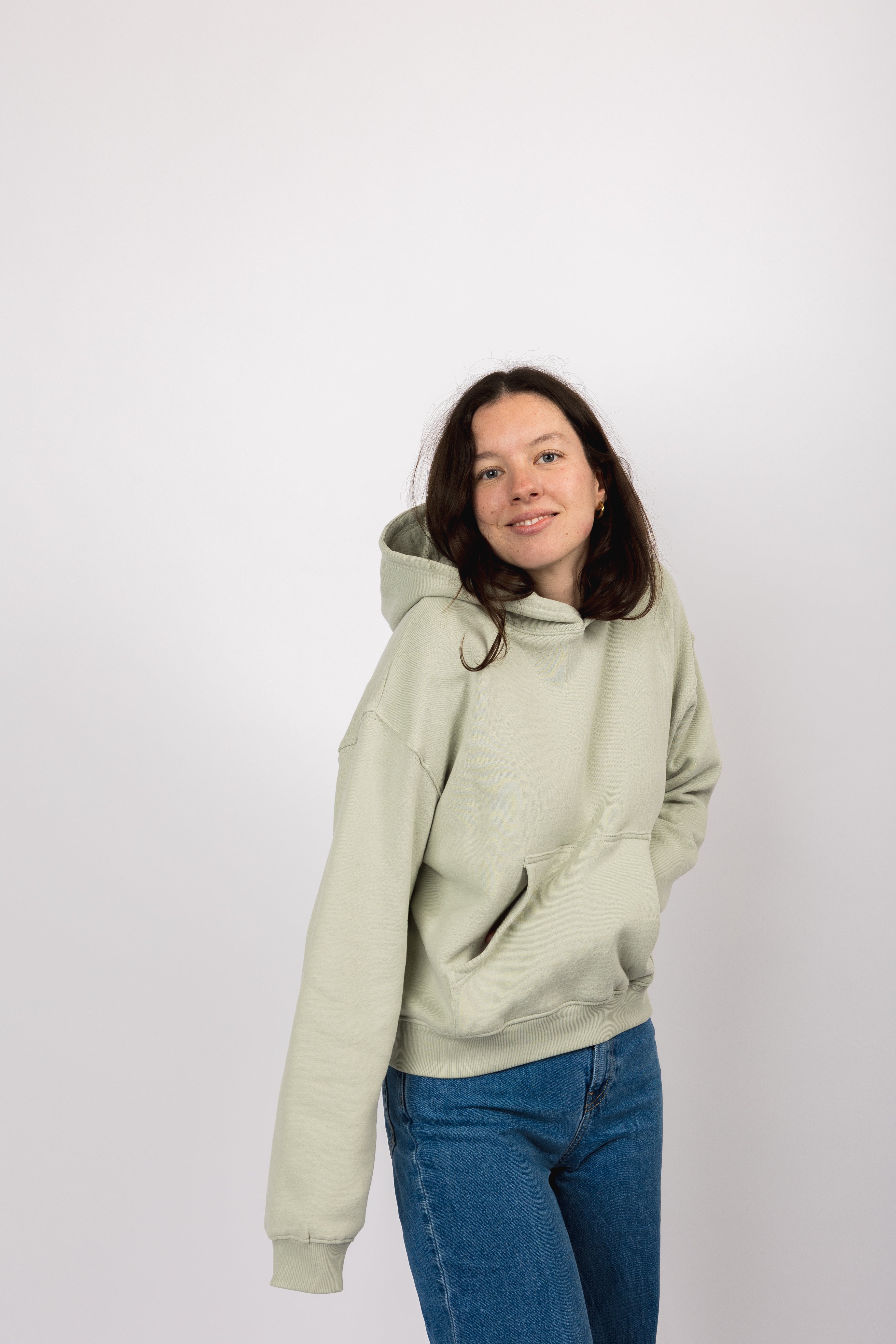 classic organic women's hoodie aqua gray