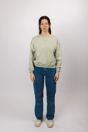 classic organic women's crew neck aqua gray