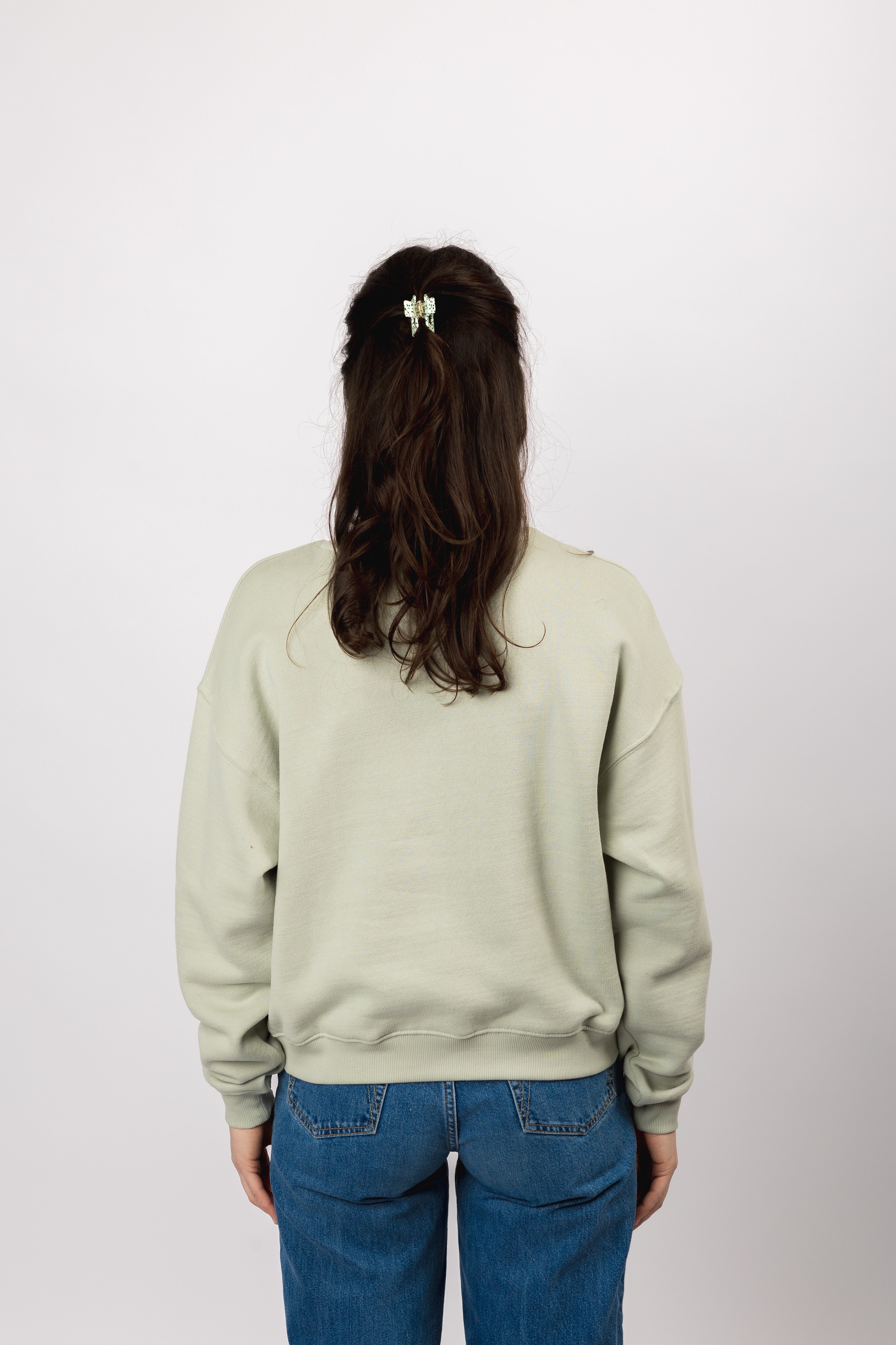 classic organic women's crew neck aqua gray