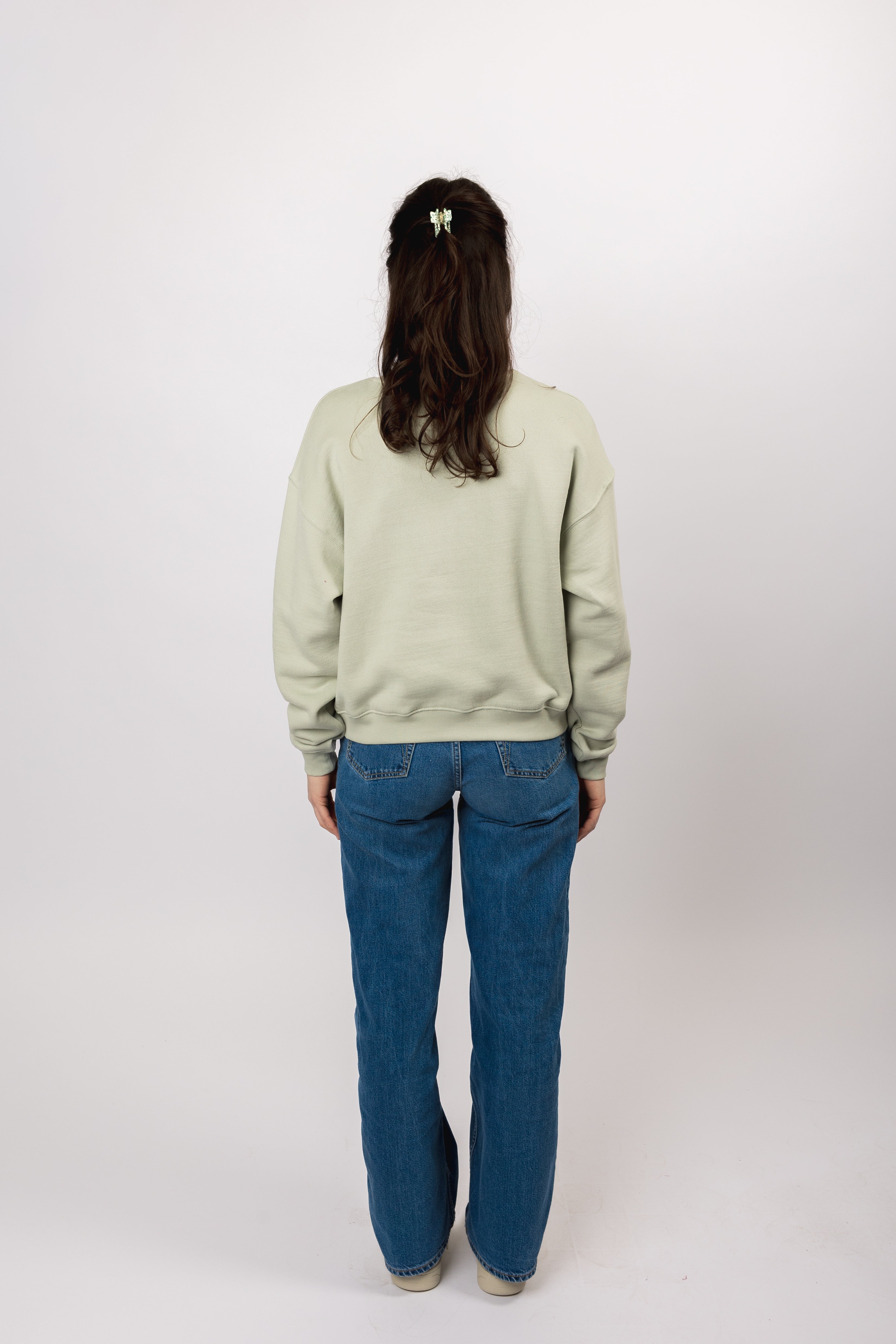 classic organic women's crew neck aqua gray