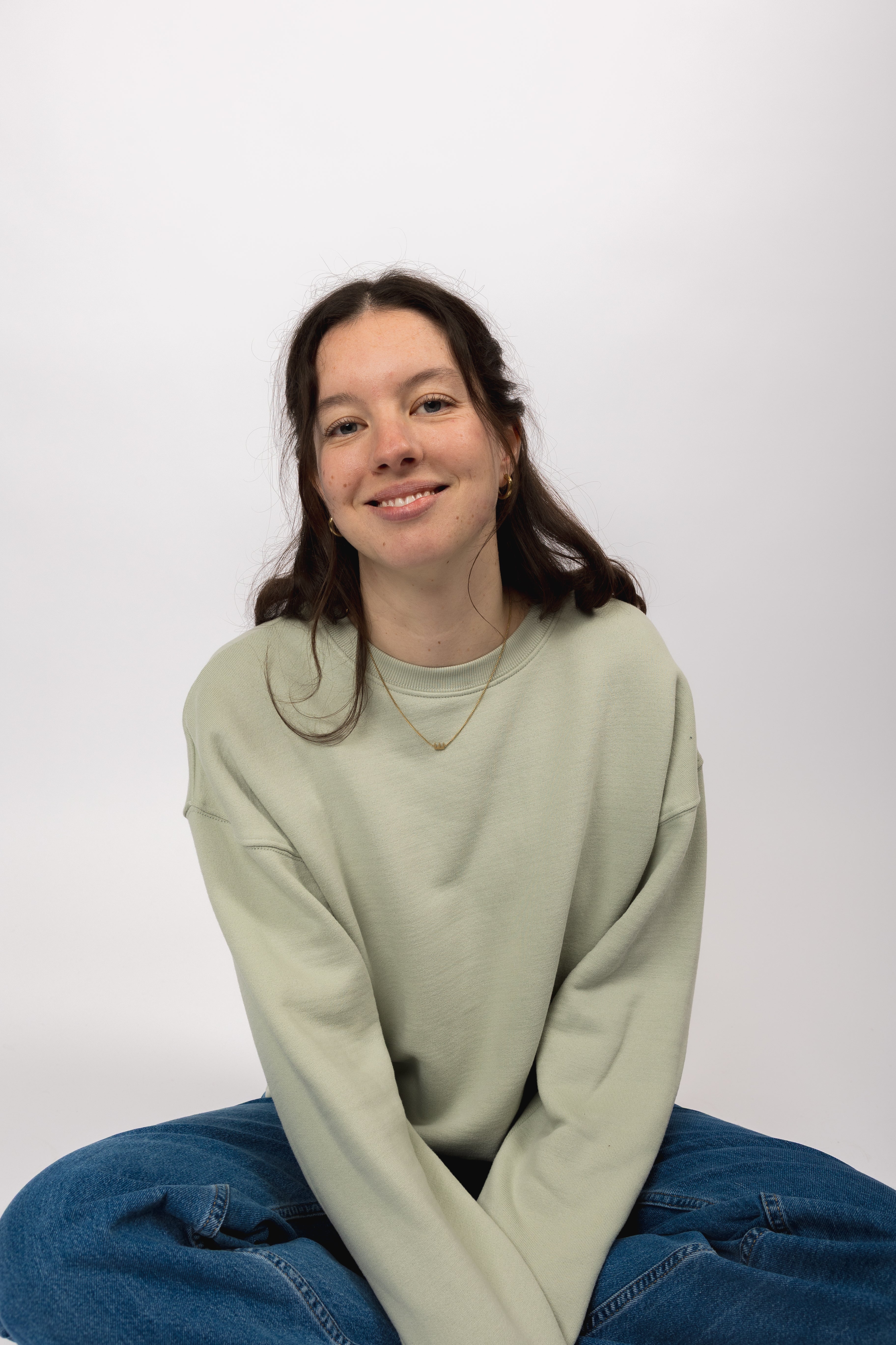 classic organic women's crew neck aqua gray