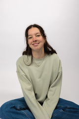 classic organic women's crew neck aqua gray