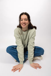 classic organic women's crew neck aqua gray