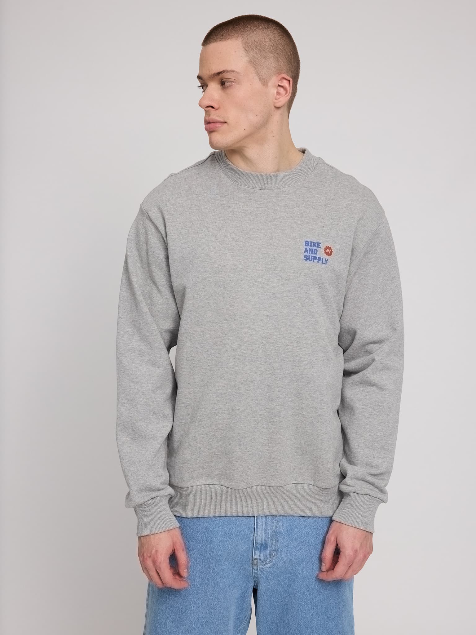 back print sweatshirt light grey melange/bike shop