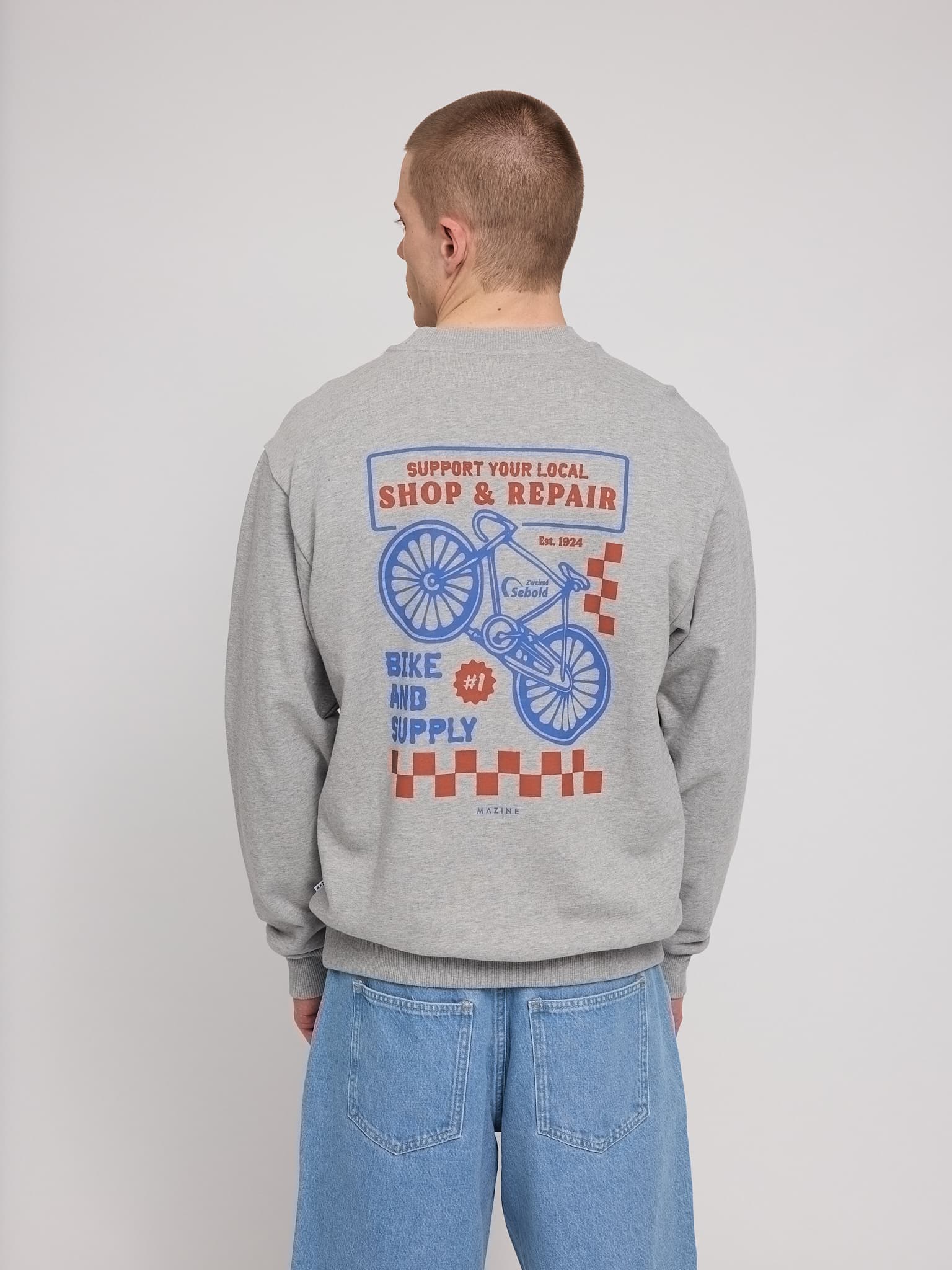 back print sweatshirt light grey melange/bike shop