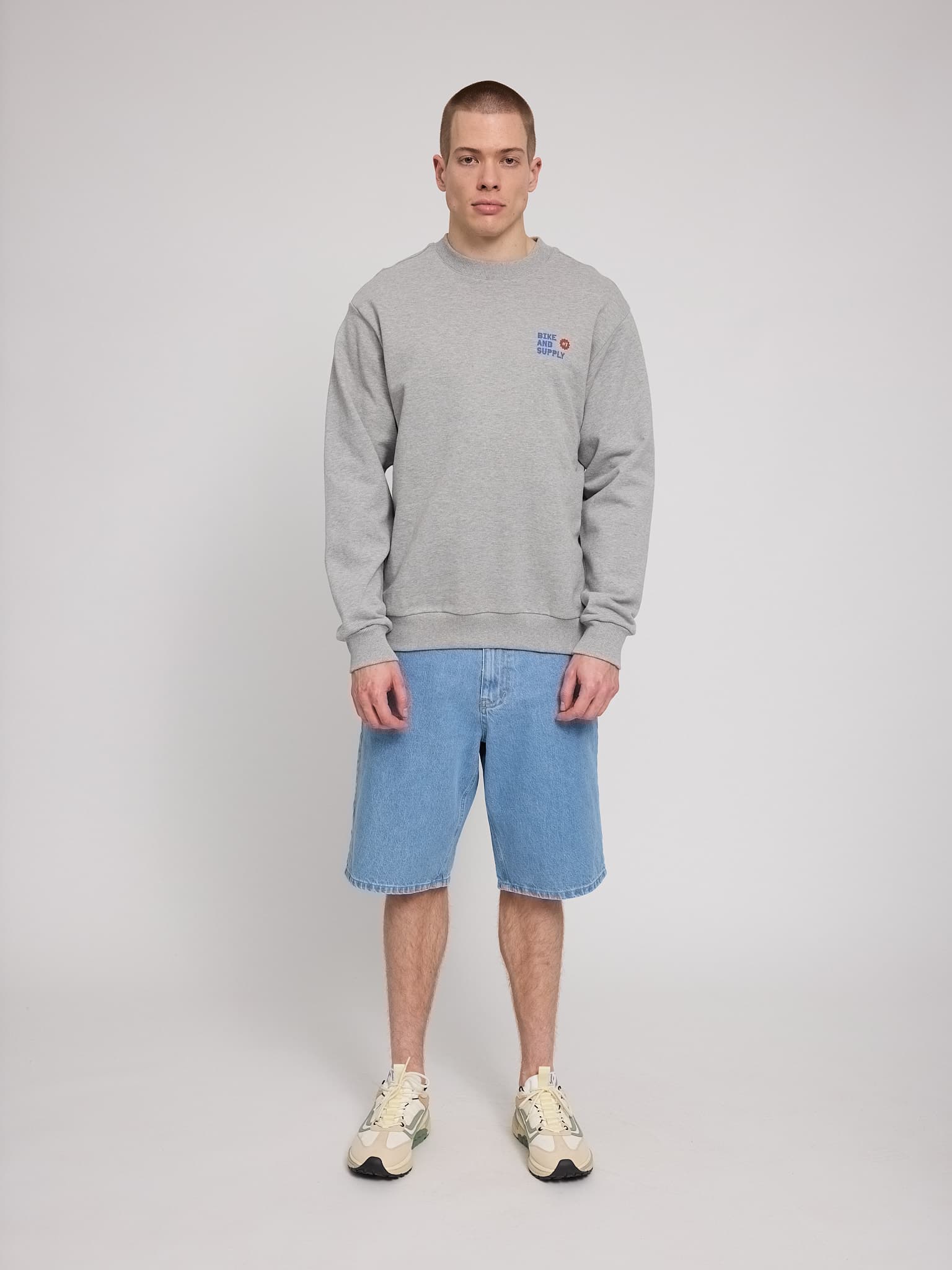 back print sweatshirt light grey melange/bike shop