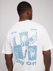 day off back print t-shirt offwhite/day off blue