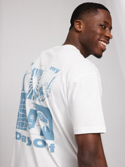day off back print t-shirt offwhite/day off blue