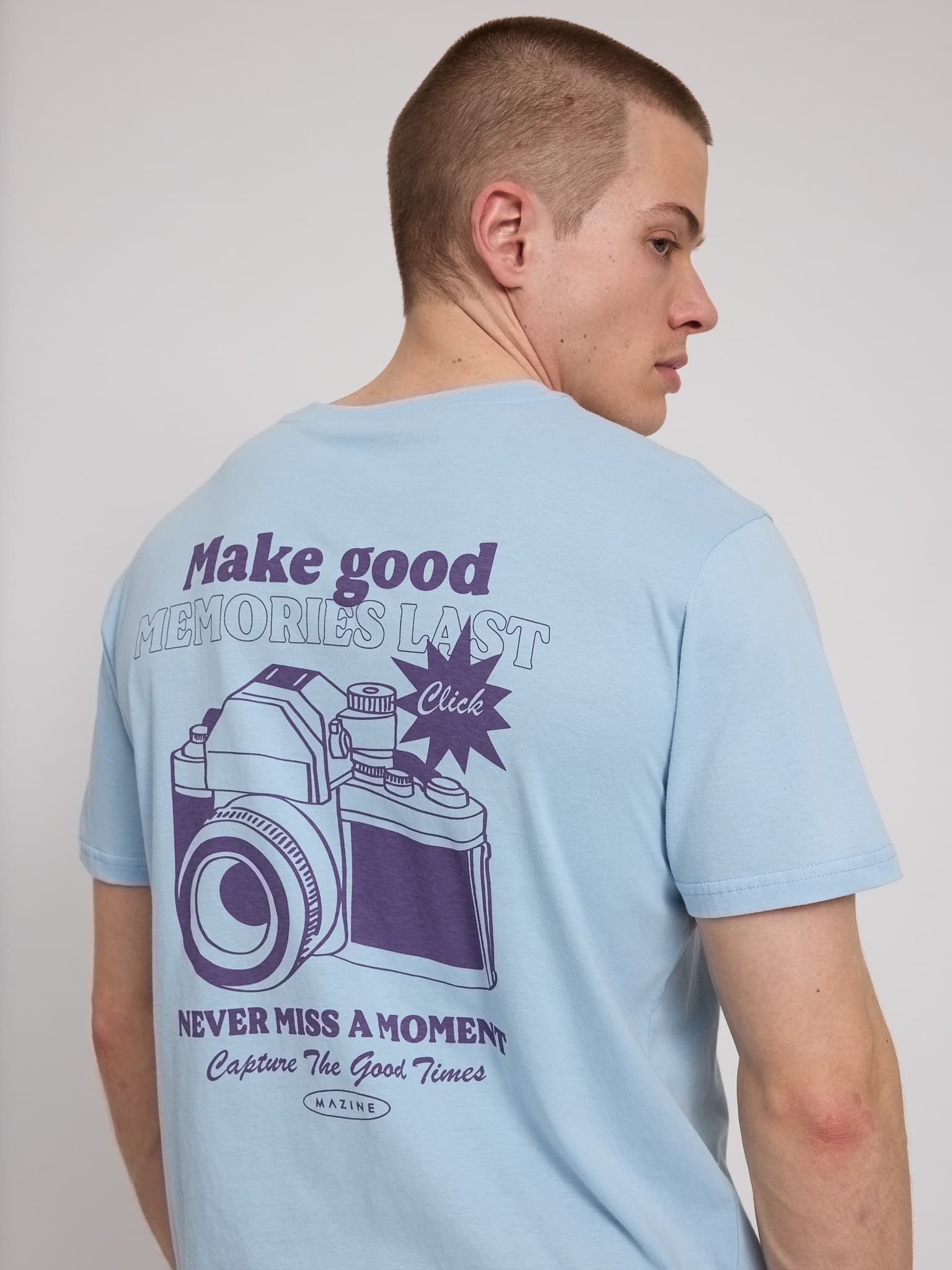 back print t-shirt ice blue/camera