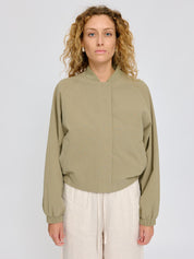 short cotton bomber sea green